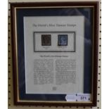 A penny black, and a 2d, blue, 1841, in a Westminster frame