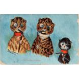 A Louis Wain postcard, The Masher Brigade, 19 other Louis Wain postcards, and a group of Louis