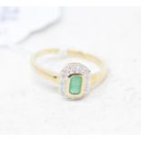 A 9ct gold, square cut emerald and diamond ring Report by RB Modern
