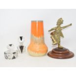 A Shelley vase, 25 cm high, other ceramics, glass, an Indian brass figure and other items (box)