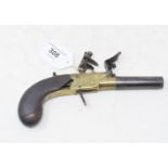 A late 18th/early 19th century flintlock muff type pistol, Bond, London, handle incomplete, 18.5