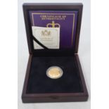 A Queen Elizabeth II 90th Birthday gold proof £1 coin, boxed with certificate