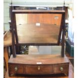 A Victorian mahogany toilet mirror, on a bow front base with three drawers, 50.5 cm wide