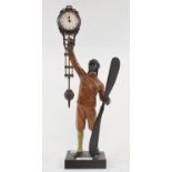 A mystery timepiece, in the form of an aviator, 38 cm high Modern