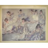 A Sir William Russell Flint coloured print, of ladies in various outfits and poses, signed in