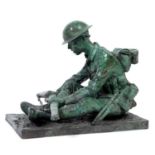 A Robert Truscott limited edition bronze figure, Fusilier on the Somme, 5/9, green patina, 23 cm