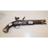 A late 18th/early 19th century flintlock pistol, some parts replaced, 37 cm long