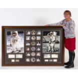 A Charles Phillips montage of Apollo moon walkers, incorporating the autographs of all twelve men