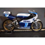 A 1985 Yamaha TZ250L racing motorcycle, unregistered, blue and white. Coming direct from a private