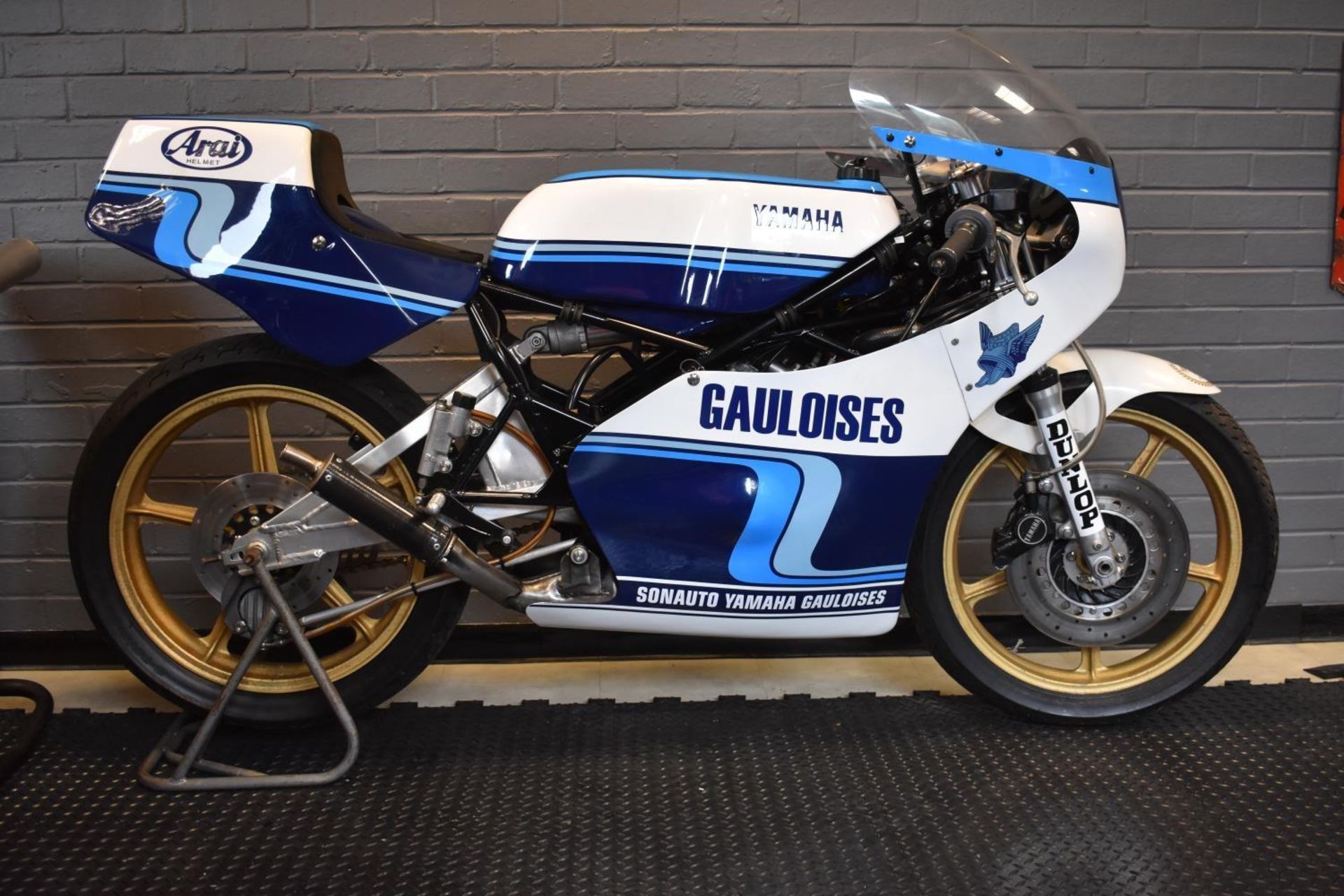 A 1985 Yamaha TZ250L racing motorcycle, unregistered, blue and white. Coming direct from a private