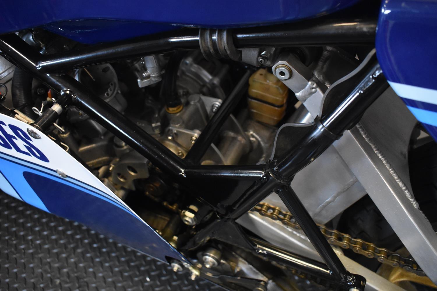 A 1985 Yamaha TZ250L racing motorcycle, unregistered, blue and white. Coming direct from a private - Image 5 of 6