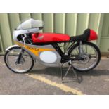 A 1962 Honda CR110, unregistered, red. Honda?s jewel like 50cc production racer was offered to