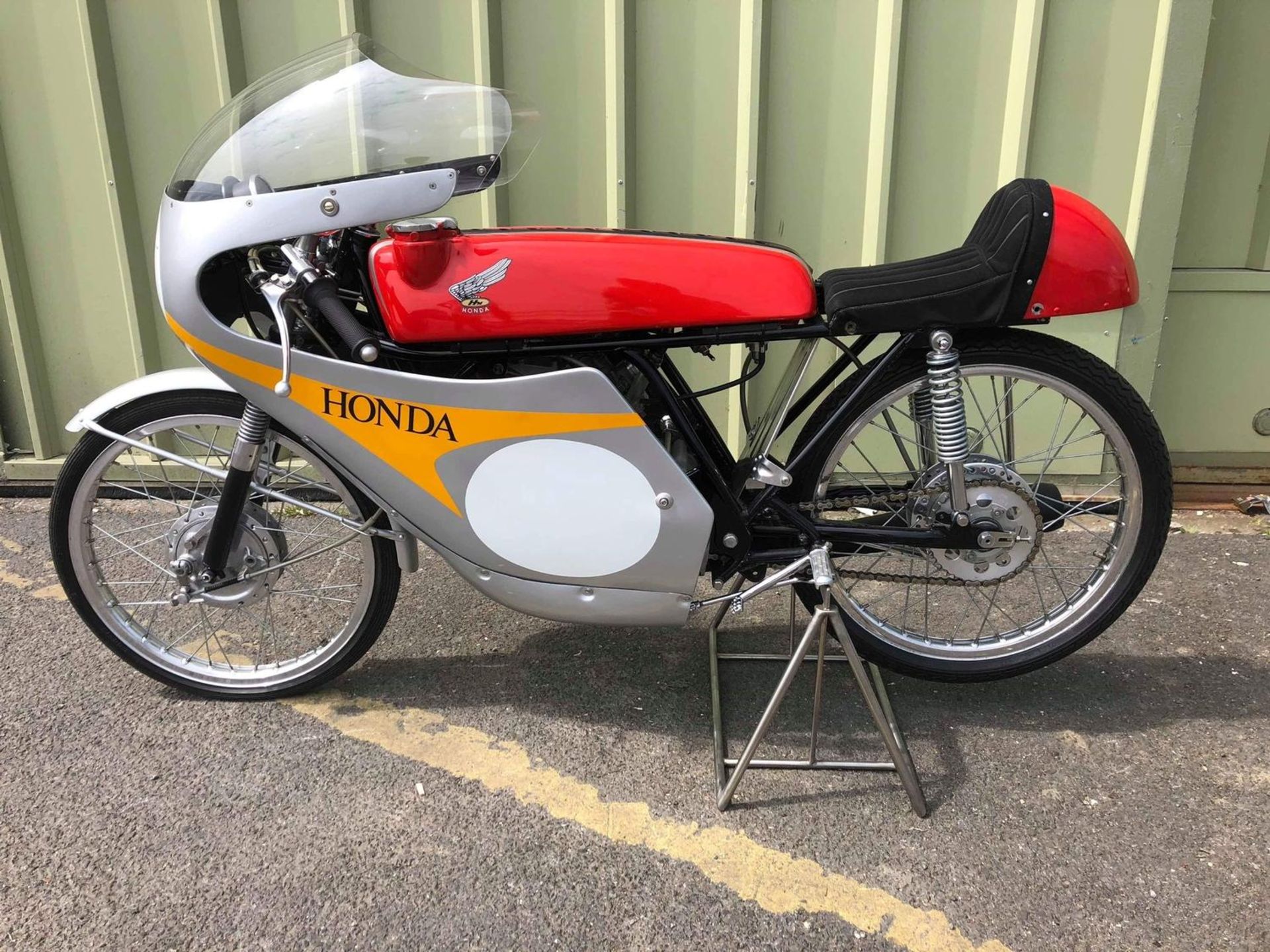 A 1962 Honda CR110, unregistered, red. Honda?s jewel like 50cc production racer was offered to