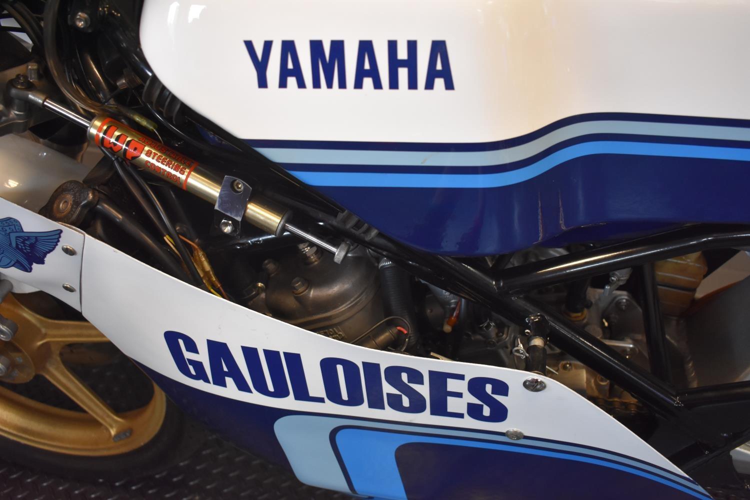 A 1985 Yamaha TZ250L racing motorcycle, unregistered, blue and white. Coming direct from a private - Image 3 of 6