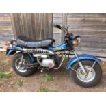 A 1981 Suzuki RV90, registration number UUB 301W, blue. This low mileage RV90 has seen little use in