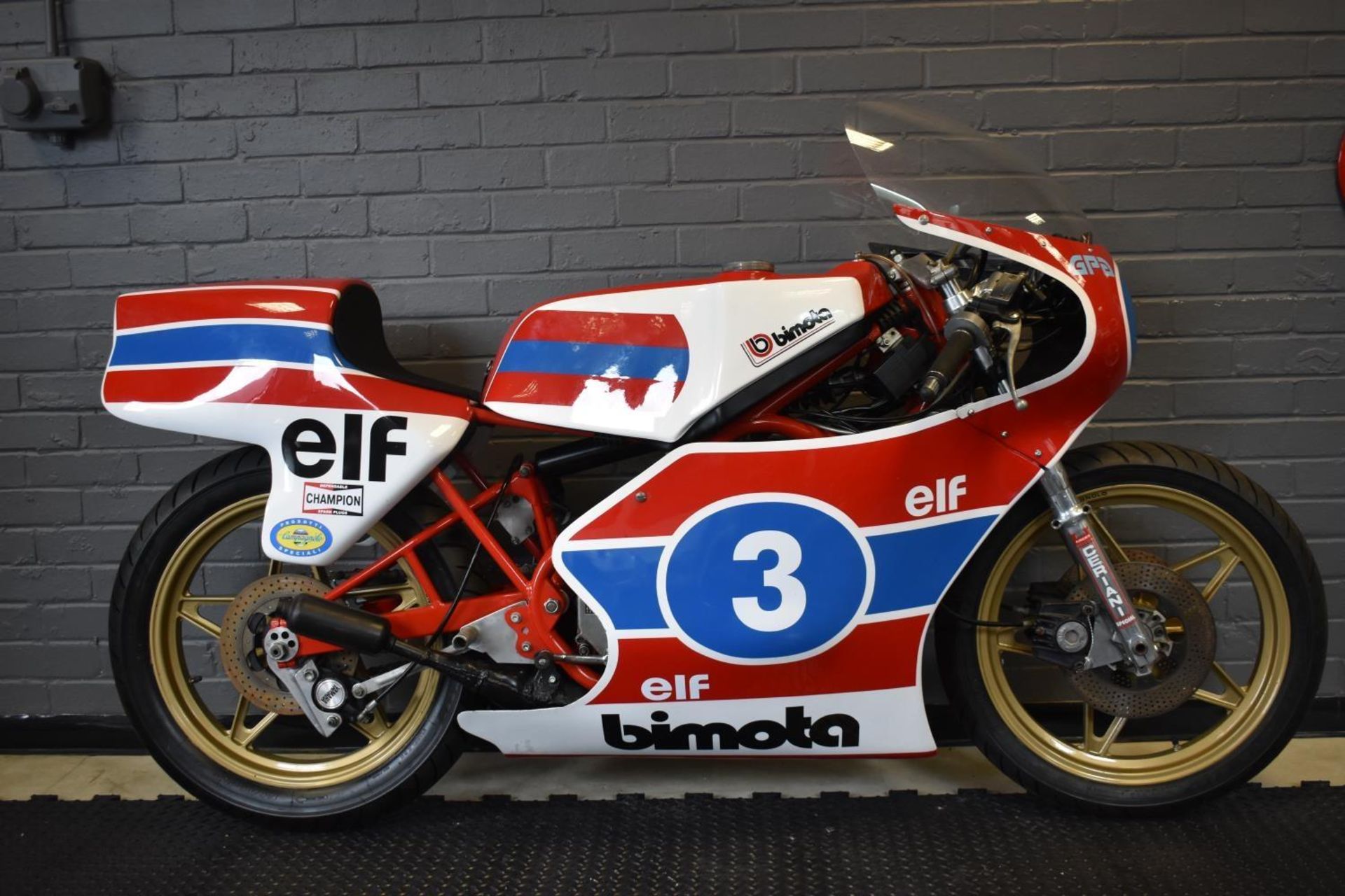 A 1977 Bimota YB1, unregistered, red/white and blue. This Bimota has formed part of a significant
