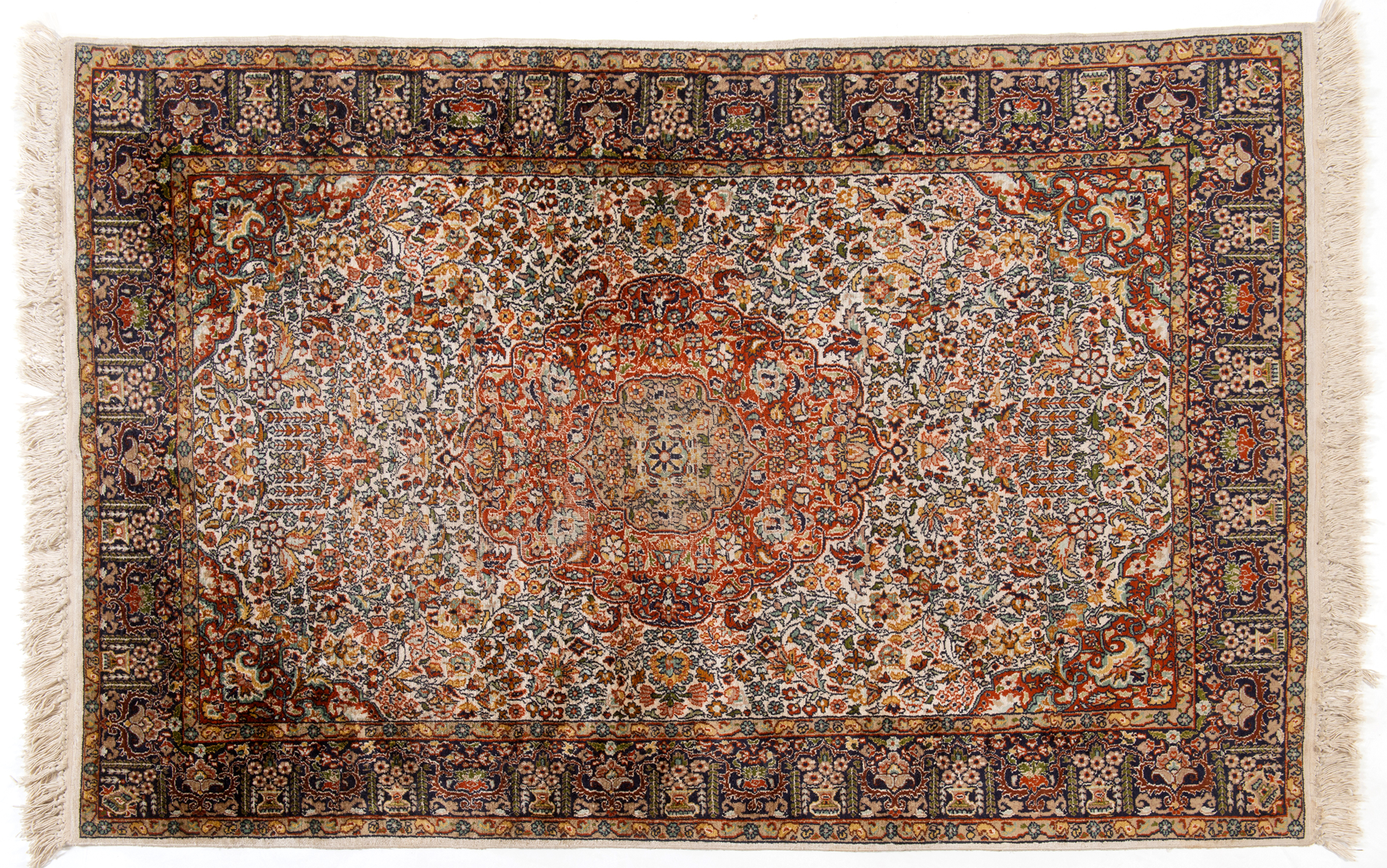 A silk rug, decorated foliage, 192 x 122 cm See illustration