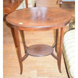 An Edwardian inlaid mahogany oval occasional table, and a mirror (2)