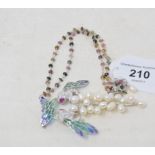 A silver, enamel and tourmaline dragonfly necklace Report by RB Modern