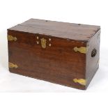 A Colonial teak chest, with brass mounts, 103 cm wide See illustration