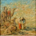 Youssef Kamel (Egyptian, 1891-1971), Camel Rest, oil on canvas board, signed, 25 cm square See