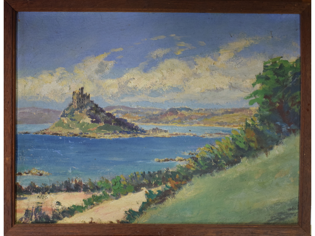 Cornish school, St Michael's Mount, oil on board, 22 x 30 cm
