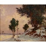 Harry William Adams, trees in winter, oil on canvas, signed and dated 1910, 39 x 49 cm See inside