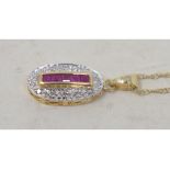 An Art Deco style 9ct gold, ruby and diamond necklace Report by RB Modern