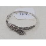 A silver and marcasite snake bangle Report by RB Modern