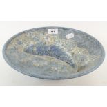 A Roger Cockram bowl, the centre decorated a fish in relief, 11 cm high