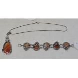 A silver and agate bracelet, and a matching necklace (2) Report by RB Modern