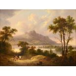 Attributed to Horatio McCulloch (1805-1867), a lake, with cattle, sheep and figures in the