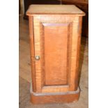 A Victorian bedside cupboard, veneered in birdseye maple, 40 cm wide