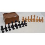 A Staunton style chess set, boxed Report by GH None of the pieces themselves appear to be marked.