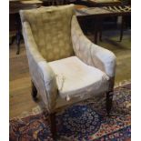 A pair of Edwardian upholstered armchairs, on tapering square front legs (2) Report by RB Both