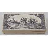 A bone box, decorated a sailing scene, 9.5 cm wide Modern