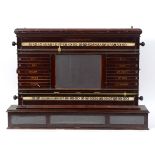 An Orme & Sons mahogany billiard scoreboard, on a box base, 108 cm wide See illustration
