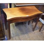 An inlaid mahogany serpentine front card table, on chamfered square legs, 86 cm wide