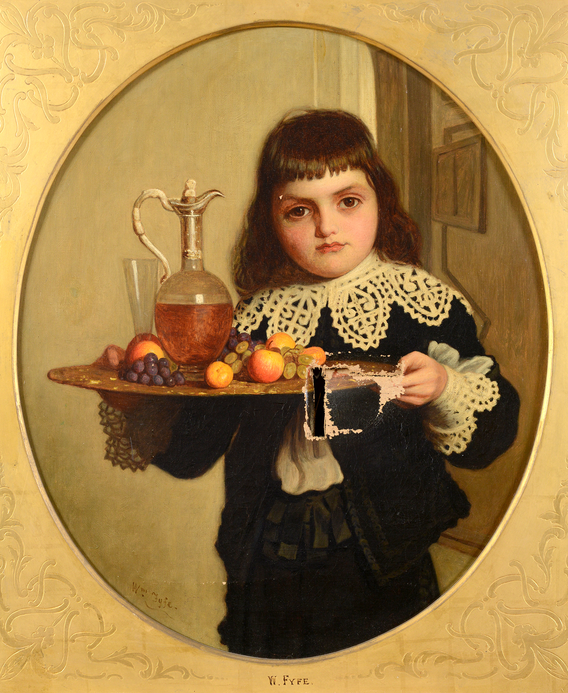 William Fyfe, the young waiter, oil on canvas, signed, 57 x 39 cm See illustration Canvas holed