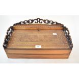 A late 19th century Continental writing slope/box, with parquetry inlaid decoration, 46 cm high