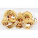An Aynsley Orchard Gold pattern tea and coffee service, including a teapot and cover, a coffee pot