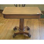 An early 19th century mahogany D shaped tea table, 92 cm wide