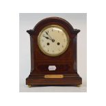 A mantel clock, in an inlaid mahogany case, 29 cm high, a pair of Chinese vases, adapted into lamps,