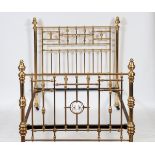 A Victorian brass bedstead, 140 cm wide See illustration