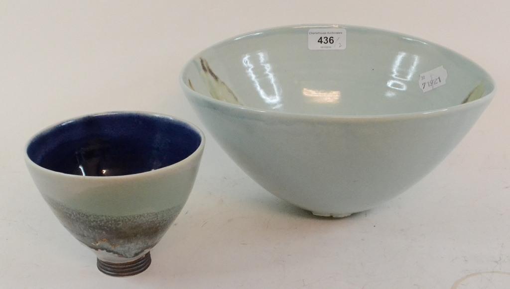 A Roger Cockram bowl, of shaped circular form, 13 cm high, and another similar bowl, 10.5 cm high