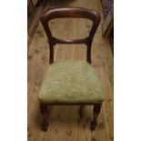 A set of six Victorian mahogany dining chairs, with upholstered seats and turned front legs (6)