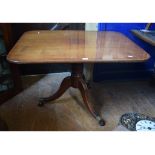 A Victorian mahogany loo table, with a rectangular top, 107.5 cm wide