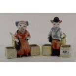 A pair of novelty pig condiments, 11 cm wide (2)