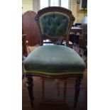 A set of six Victorian mahogany dining chairs, on turned and fluted front legs