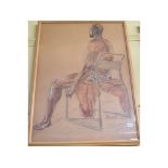 English school, mid 20th century, a portrait of a seated man, pencil and pastel, signed Daniell